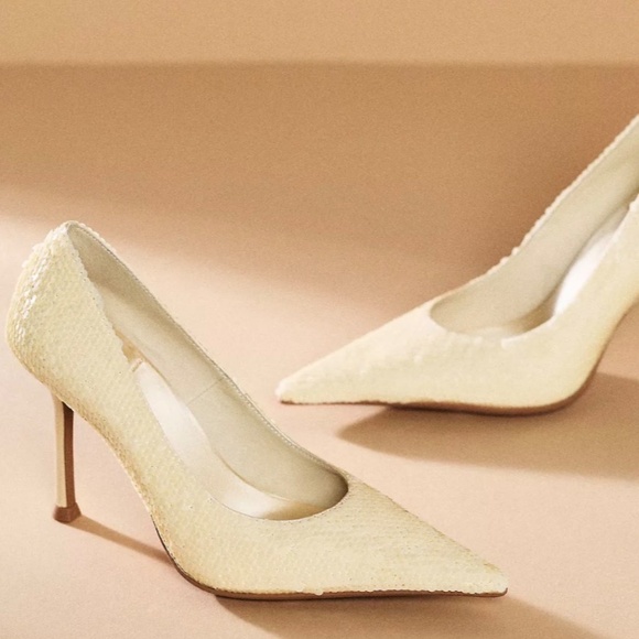 Jeffrey Campbell Risk Sequin Heels Beige - Picture 2 of 5